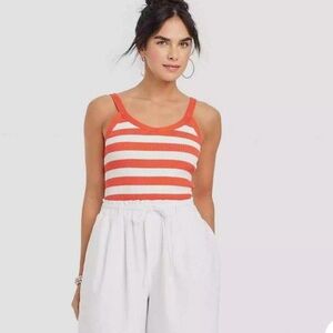 Universal Thread Orange Striped Crop-L